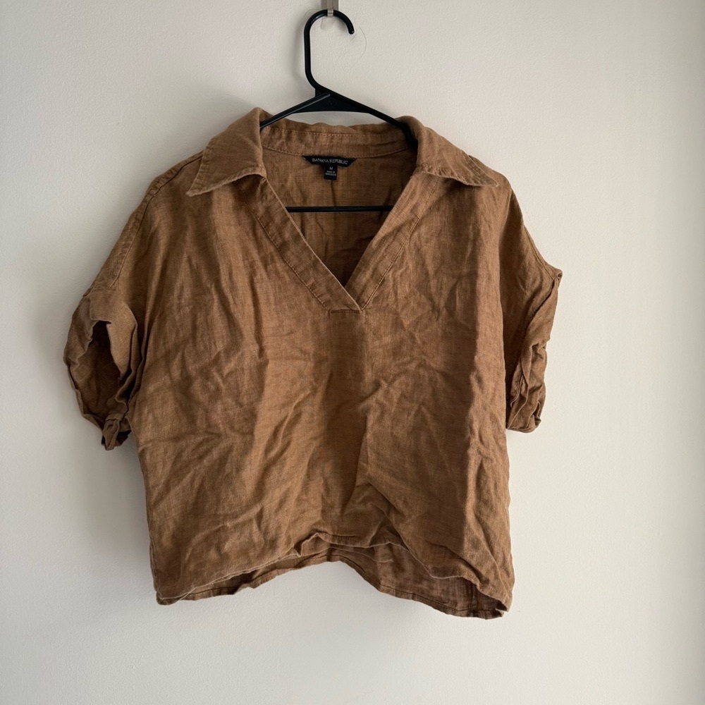 Banana Republic Tan Linen Top